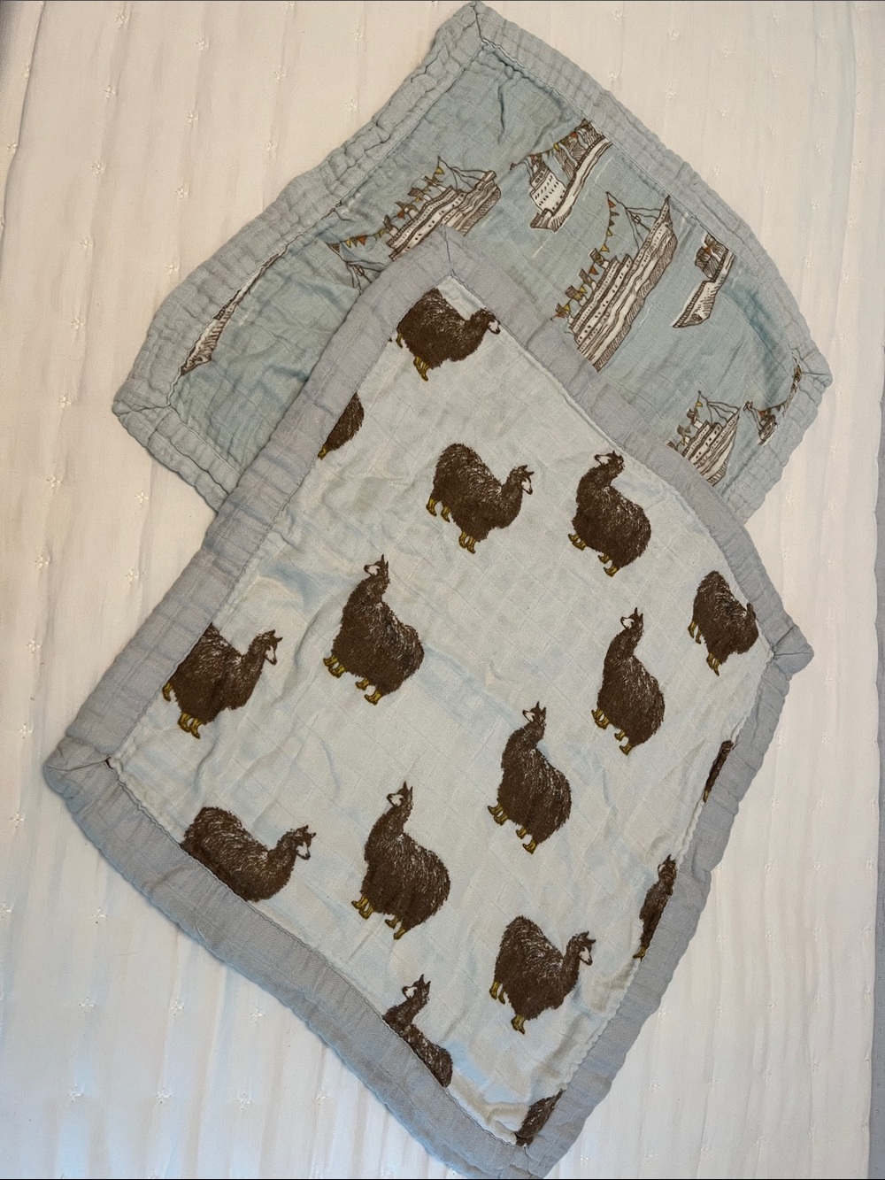 Light Blue Baby Muslin Blankets Milkbarn small